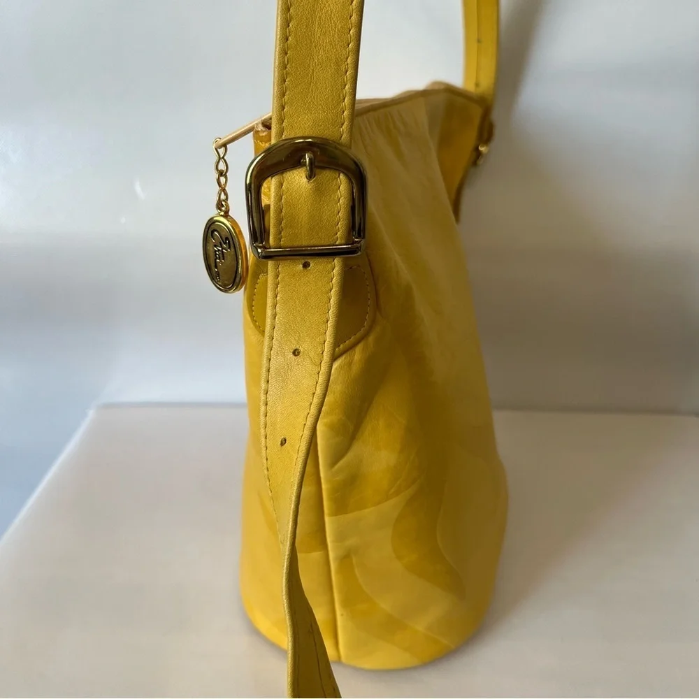 Vintage Etra Yellow Gold Leather Bucket Bag